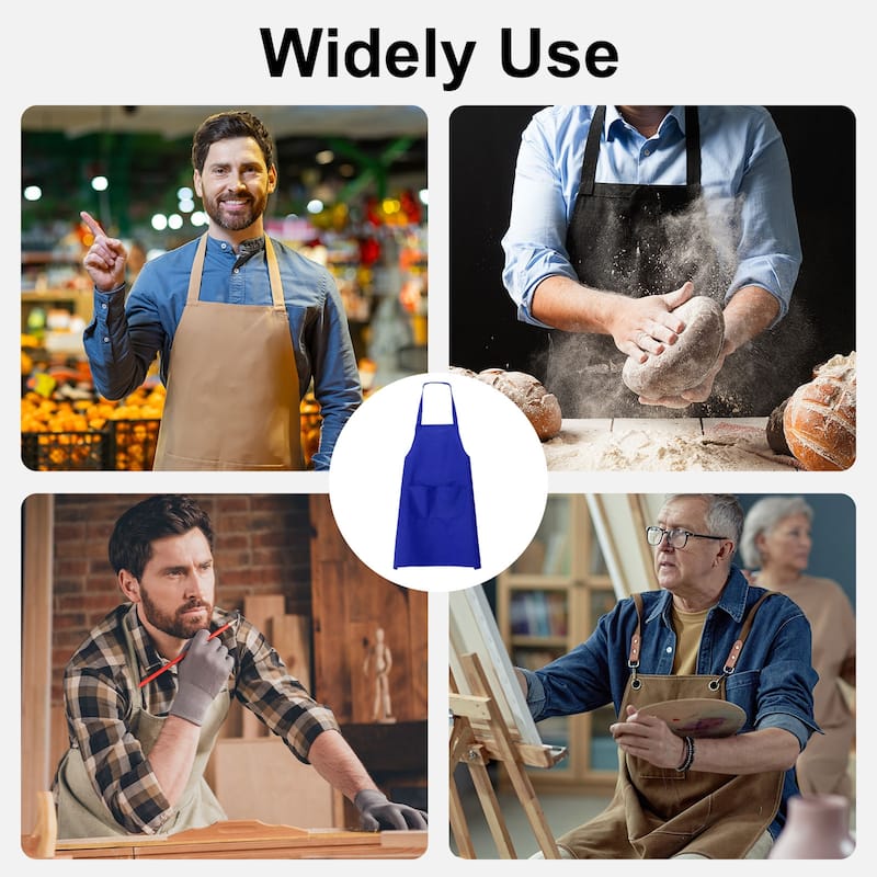 4pcs Bib Apron 70x60cm Unisex Restaurant Kitchen Cooking Aprons - 27.56" x 23.62"