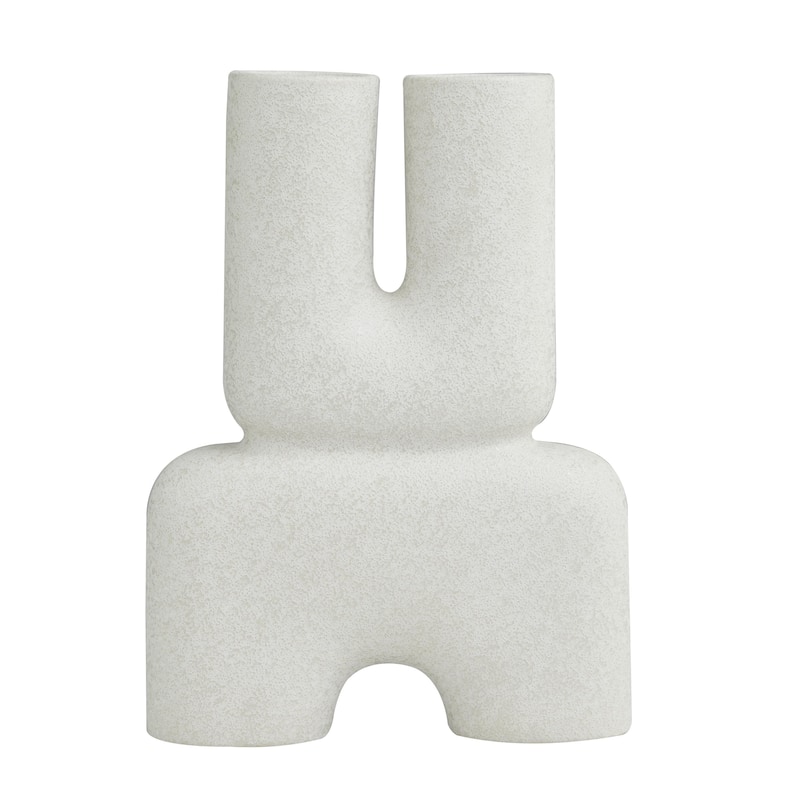 Ceramic Abstract U-Shaped Decorative Vase - White - Roche River Decor
