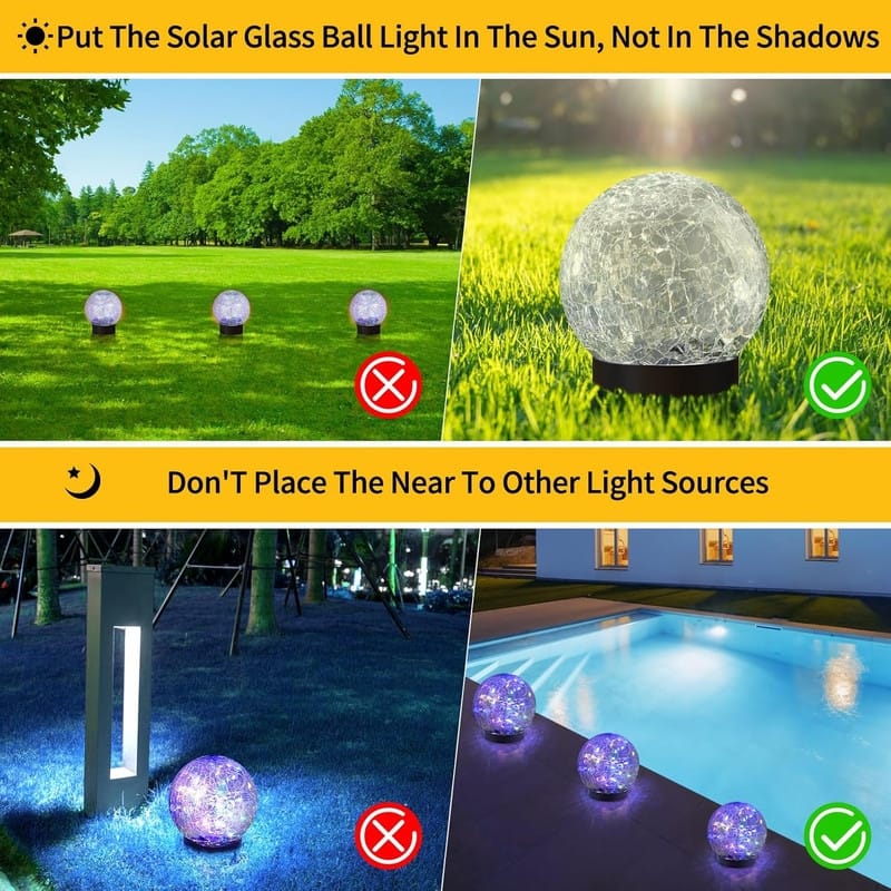 Solar Globe Lights Outdoor Waterproof-Solar Balls Garden - 4 Globes