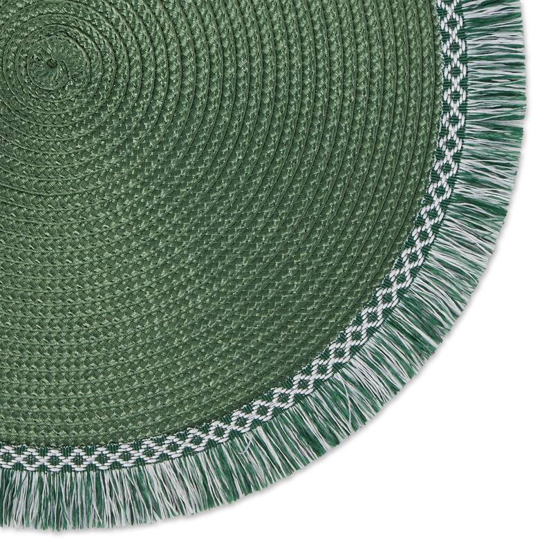 DII Nautical Blue Round Fringed Placemat Set/6