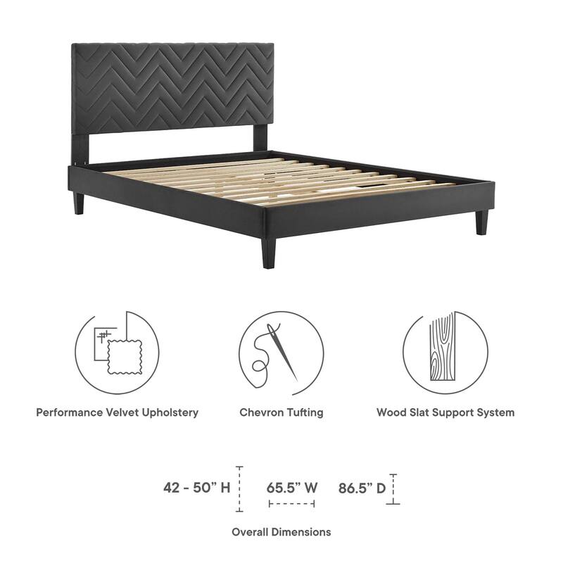 Leah Chevron Tufted Performance Velvet Full Platform Bed