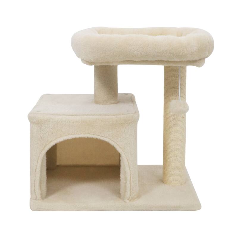 Gymax 19.5'' Small Cat Tree w/Large Padded Plush Perch Condo Sisal