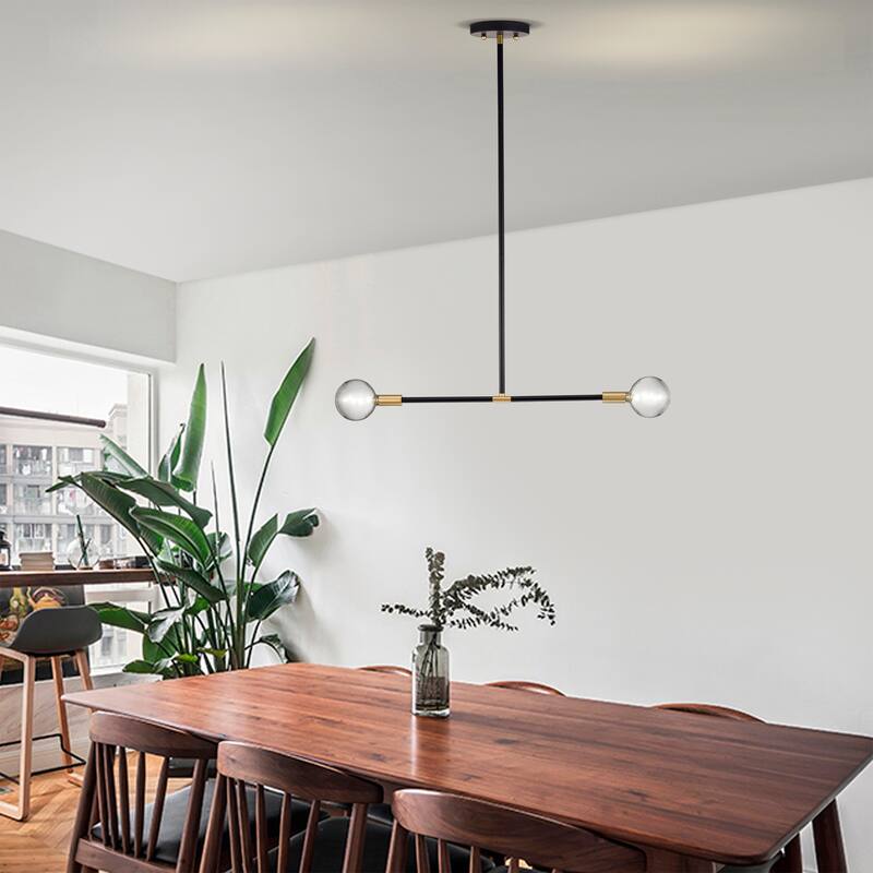 Chandelier Matte Linear Black Gold Light