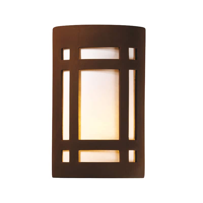 Justice Design Ambiance ADA Real Rust Outdoor Large Craftsman Window Wall Sconce