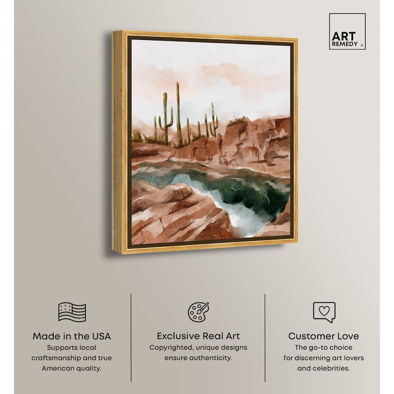 Art Remedy Hot Springs In June Framed Landscape 1 Piece Canvas Wall Art Watercolor Style