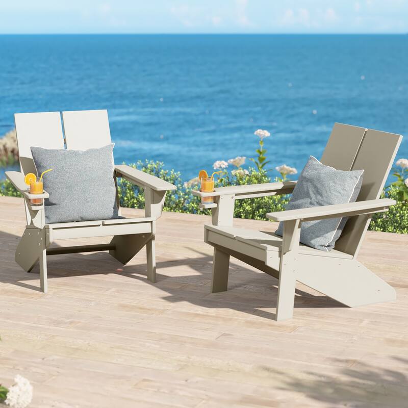 Coastin Modern Poly Adirondack Chair (Set of 2), Black