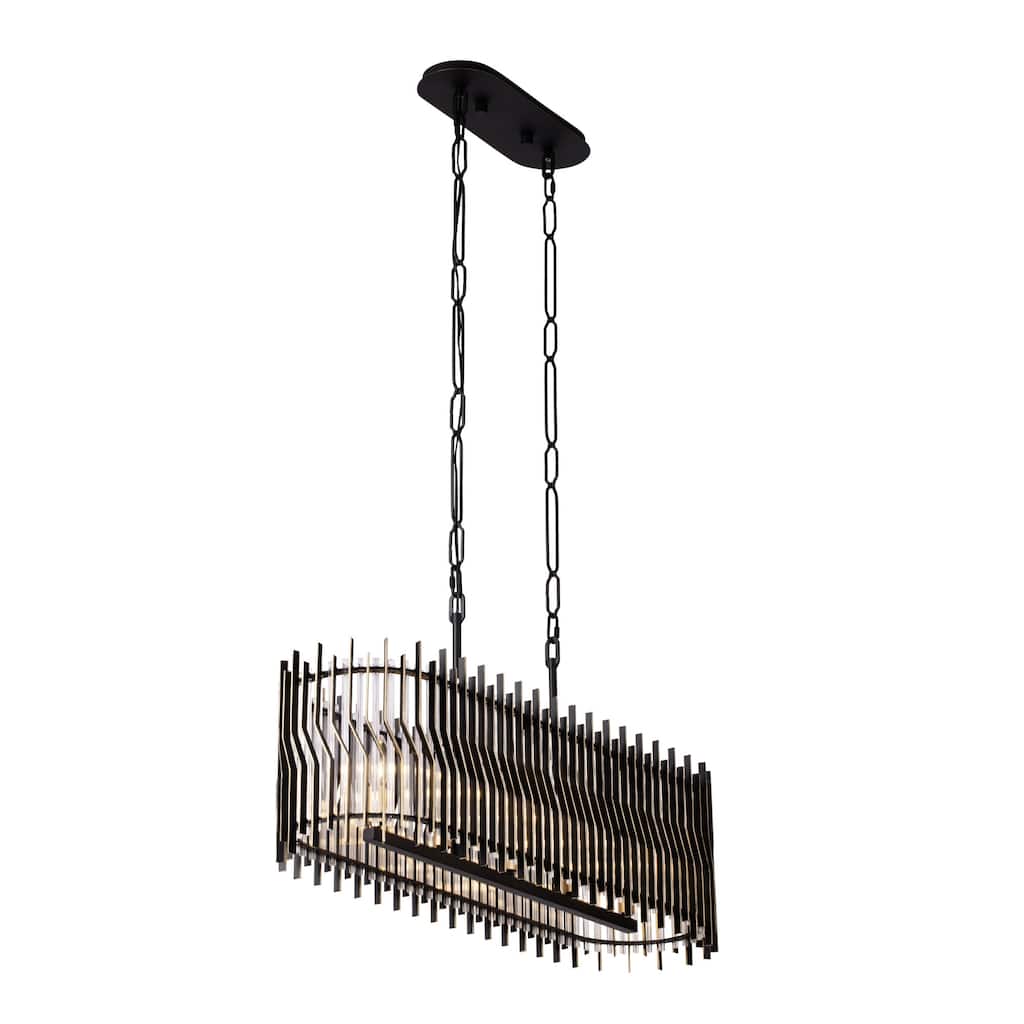Varaluz Park Row Linear Pendant - Matte Black/French Gold - 36"W