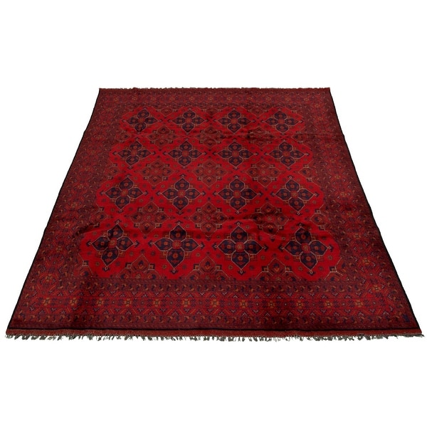 Bedroom Hand-Knotted Wool Rug eCarpet Gallery Large Area Rug for Living Room Finest Khal Mohammadi Bordered Red Rug 6'7 x 9'4 342266 