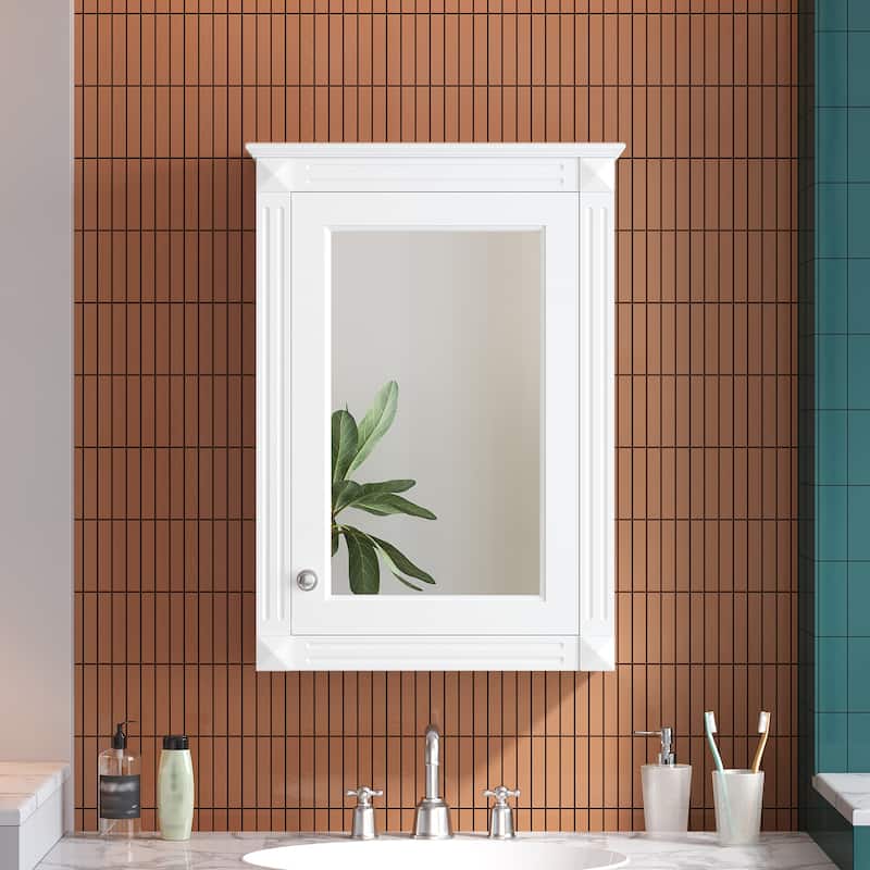20" Wall Mounted Bathroom Storage Cabinet with Mirror, Medicine Cabinet with Height Adjustable Shelf