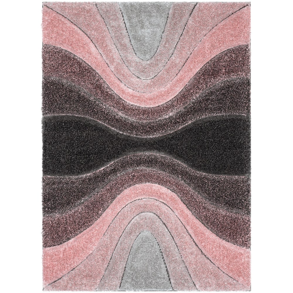 Well Woven San Francisco Luz Geometric Modern Carved Shag Area Rug