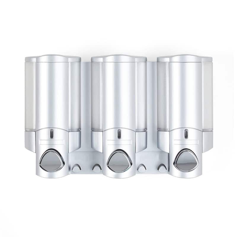 HomeRoots Gray Heavy Duty Plastic Three Chamber Wall Mount Soap Dispenser - 11.25' X '7' X '3.25