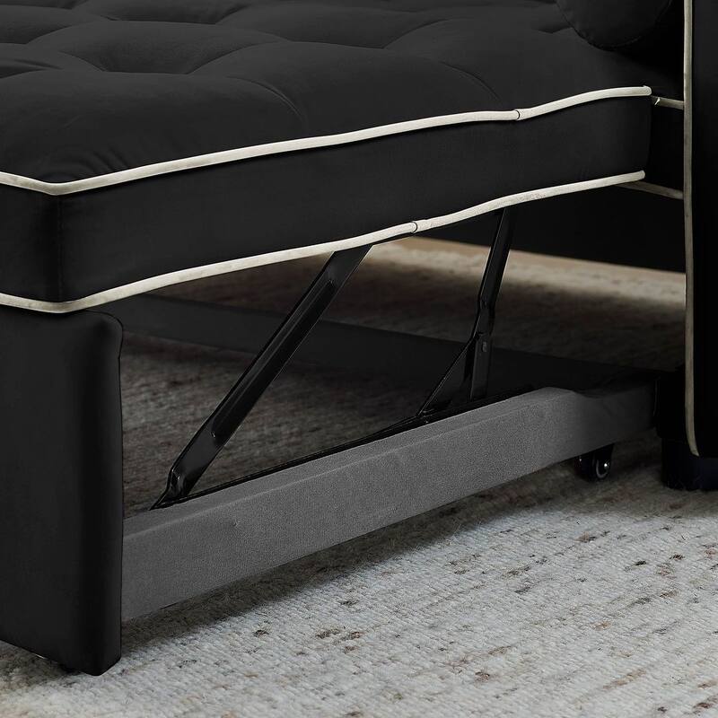 Modern 55.5" Velvet Pull-Out Adjustable Sofa Bed with Side Pockets