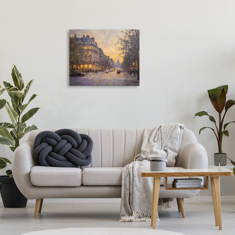 Stupell Vintage City Street View Canvas Wall Art Design By Petal Prints Design
