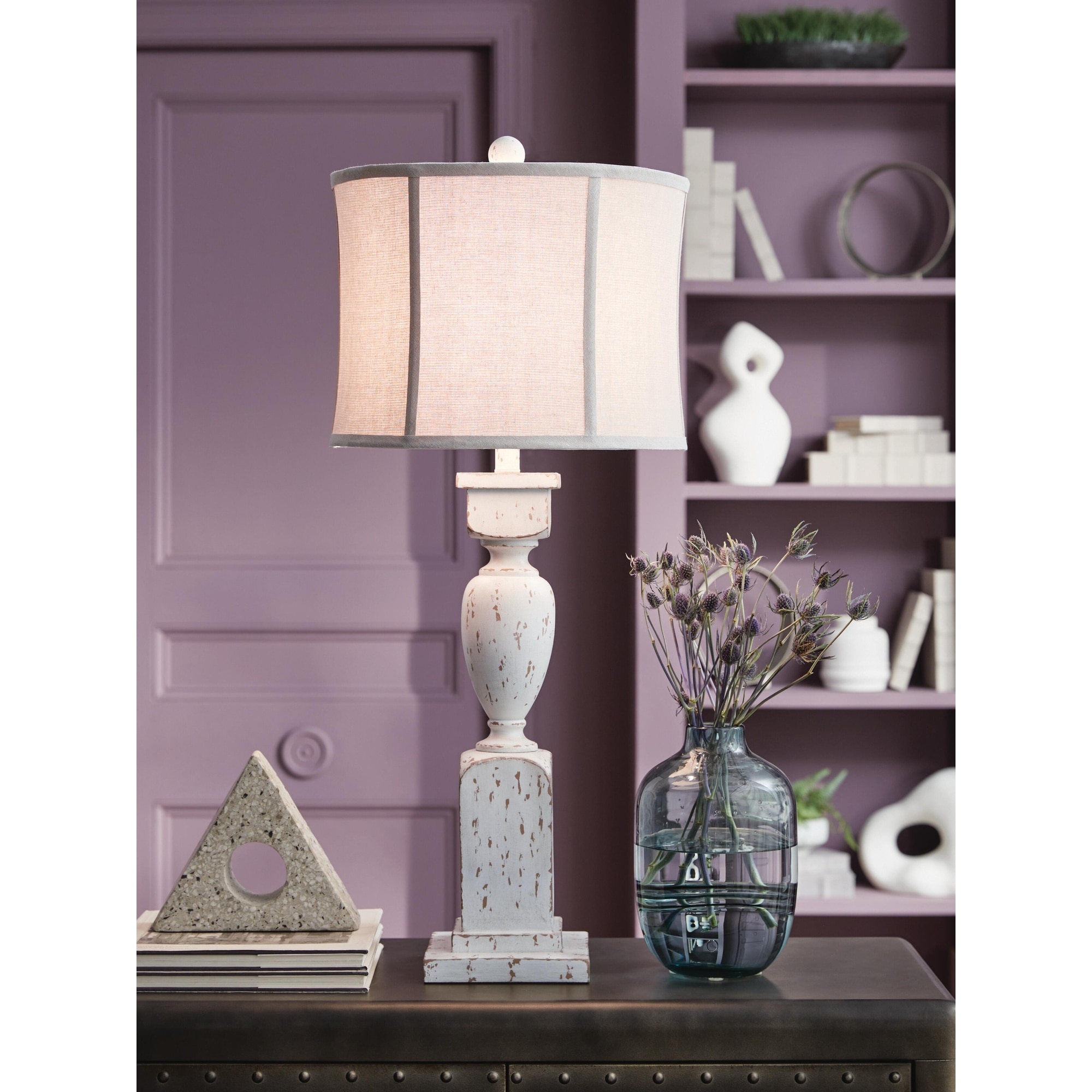 Signature Design by Ashley Madsbrook White/Brown Table Lamp - 15" W x 15" D x 34" H