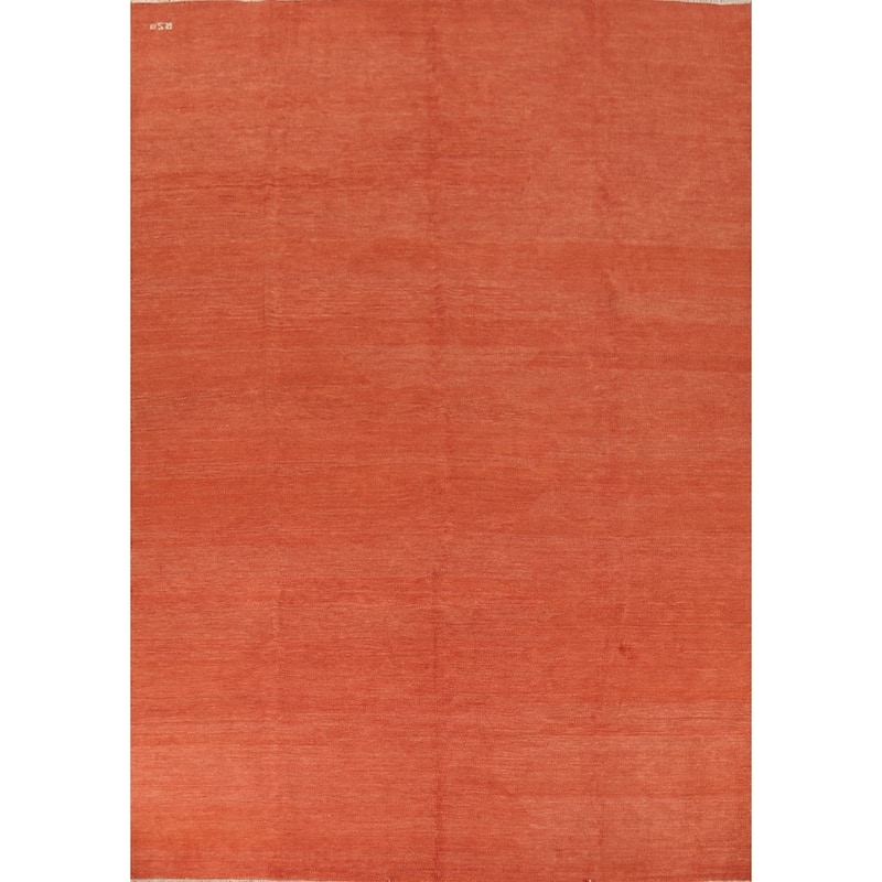 Orange Gabbeh Modern Area Rug Hand-Knotted Wool Carpet - 9'0"x 11'7"