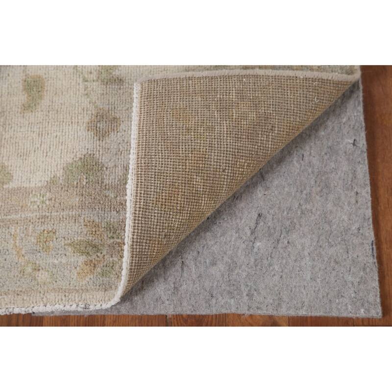 Hand Knotted Oriental 100% Wool Carpet Transitional All-Over Beige & Ivories Oushak Runner Rug - 11' 7'' X 2' 7''