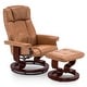 preview thumbnail 13 of 37, MCombo Swiveling Recliner Chair with Wood Base and Ottoman Saddle