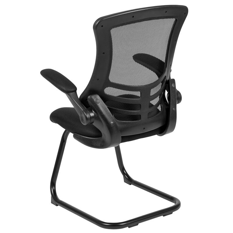 Mesh Sled Base Side Reception Chair with Flip-Up Arms