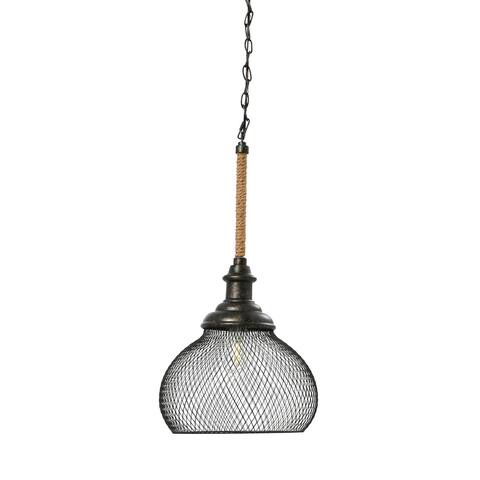 Robert Stevenson Lighting Martha - Woven Metal and Natural Rope Ceiling Light