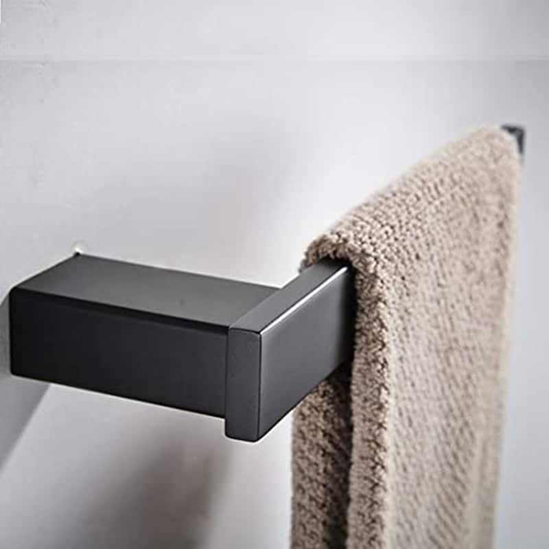 4-Piece Matte Black Bathroom Hardware Set with Toilet Paper Holder and 25.6" Towel Bar in Black