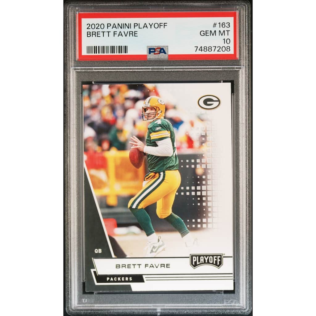 Brett Favre 2020 Panini Playoff Football Card #163 Graded PSA 10 - 8'6" x 11'6"