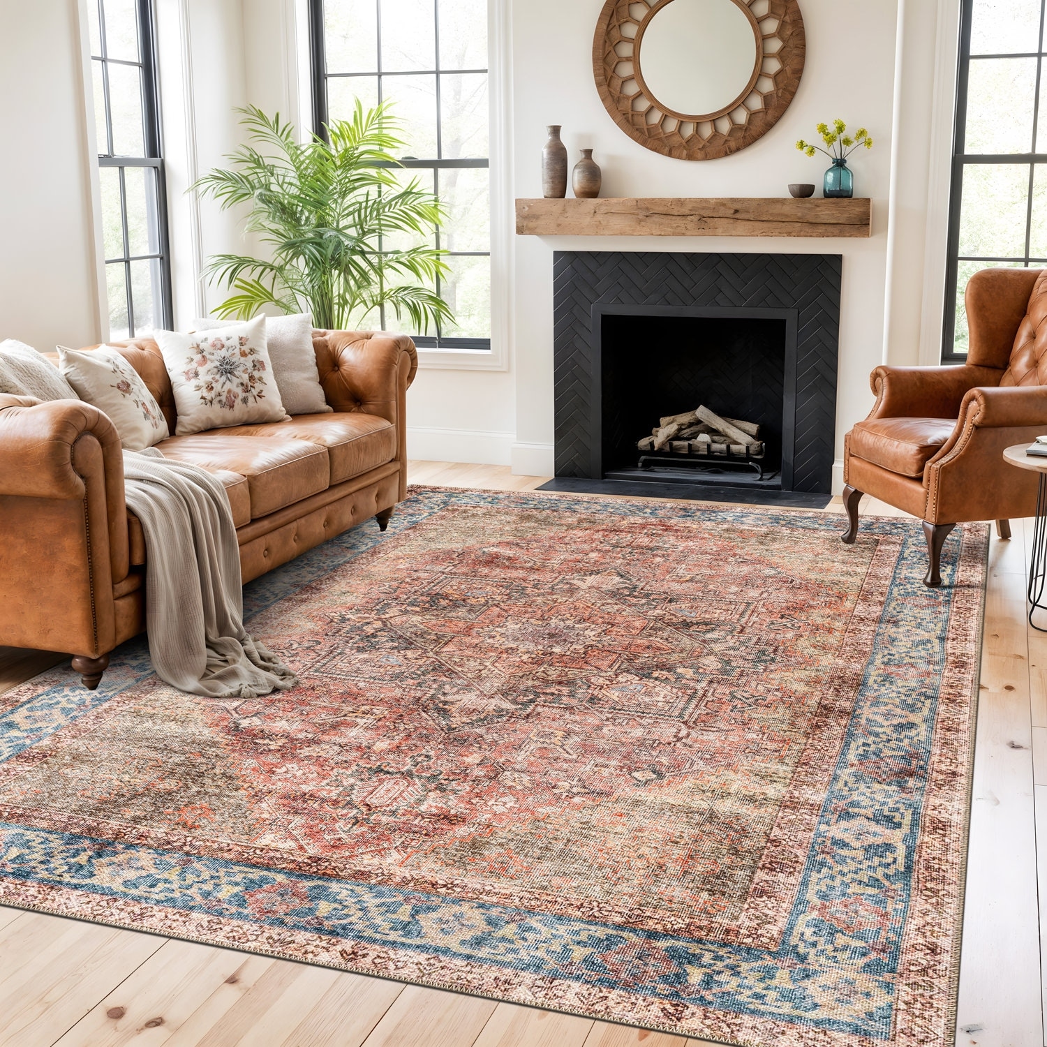 World Rug Gallery Oriental Washable Flat Pile Non-Slip Area Rug