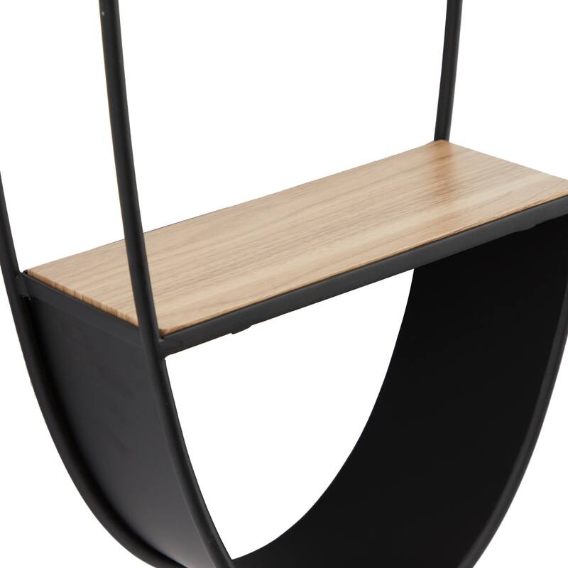 Metal Oval 2 Shelves Wall Shelf - Black - Roche River Decor - 6"W x 16"L x 40"H