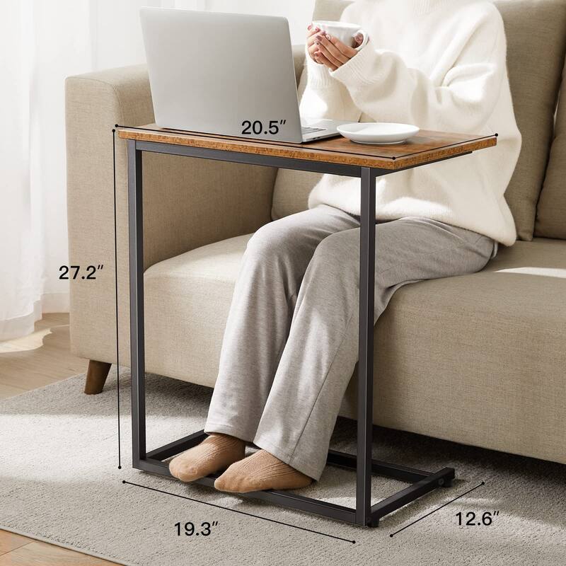 C Shaped End Table 27 inches High, Side Table for Couch Slide Under, C Table Sofa Side End Table for Living Room