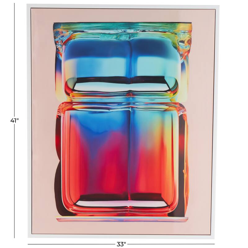 Canvas Abstract Cube Framed Wall Art with White Frame - Multi Colored - Roche River Decor