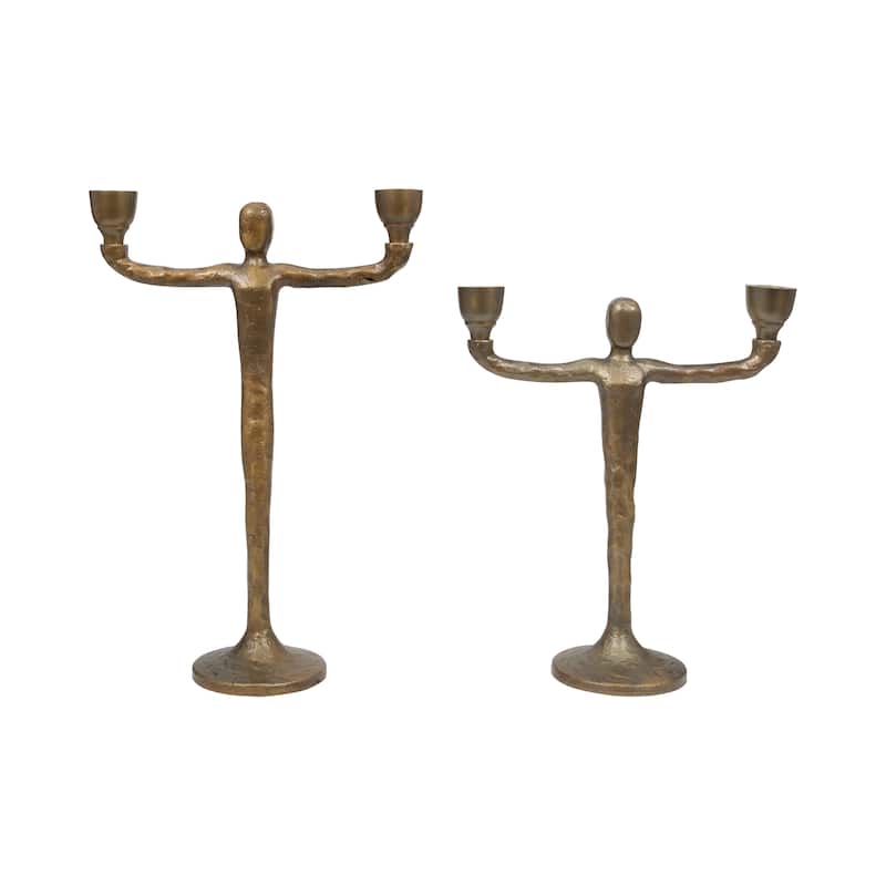 Sagebrook Home Vintage Glam Gold Metal 2 Taper Candelabra Novelty Candle Holders