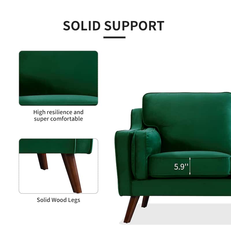 Sofa Couches Velvet 3-Seater Sofa with 5.9" Upholstered Cushion for Living Room/Apartment/Office
