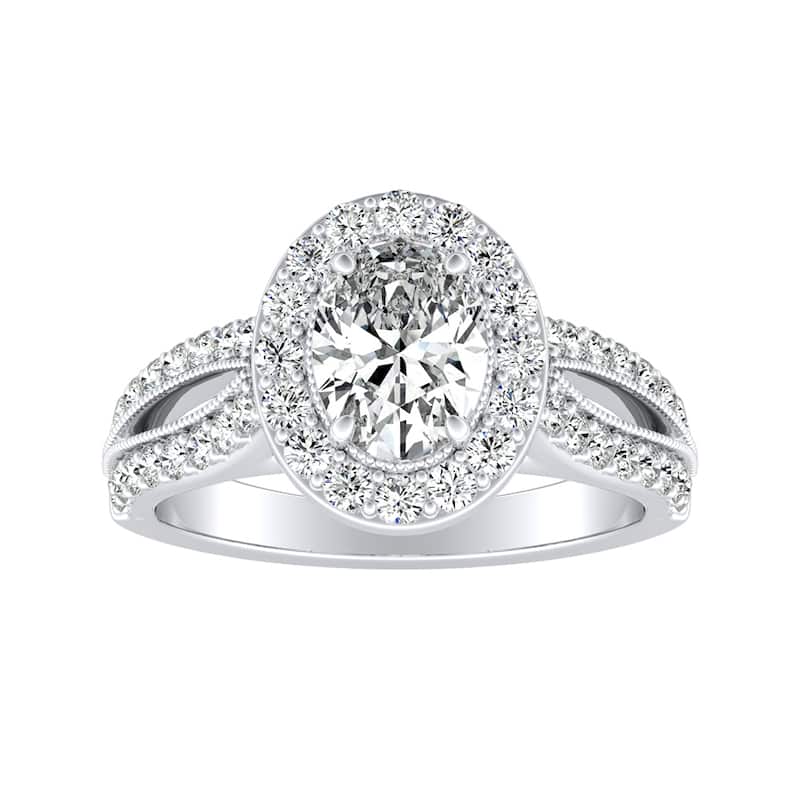 Auriya Platinum 1ctw Vintage Oval Halo Diamond Engagement Ring (H-I, SI1-SI2)