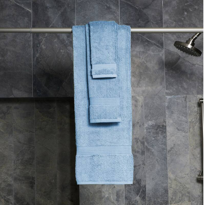 Classic Touch 6-Piece 100 Cotton Towel Set - Medium Blue