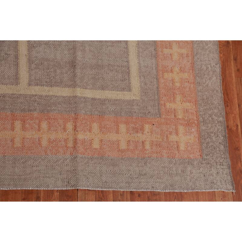 Hand Woven Oriental 100% Jute Carpet Southwestern Modern Brown Kilim Area Rug - 10' 10'' X 9' 6''