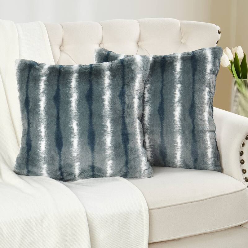 Amanda Stripe fauxfur Throw Pillow Covers Set of 2, NO INSERT