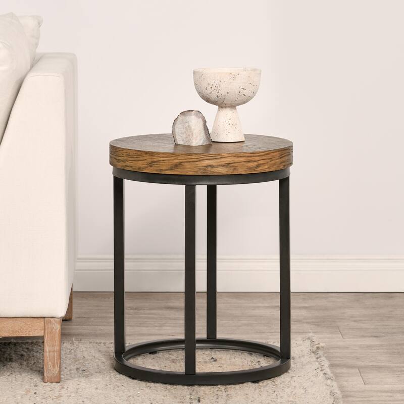 Catta Round Wood Coffee and End Tables by Kosas Home - 18" Round - Light Brown