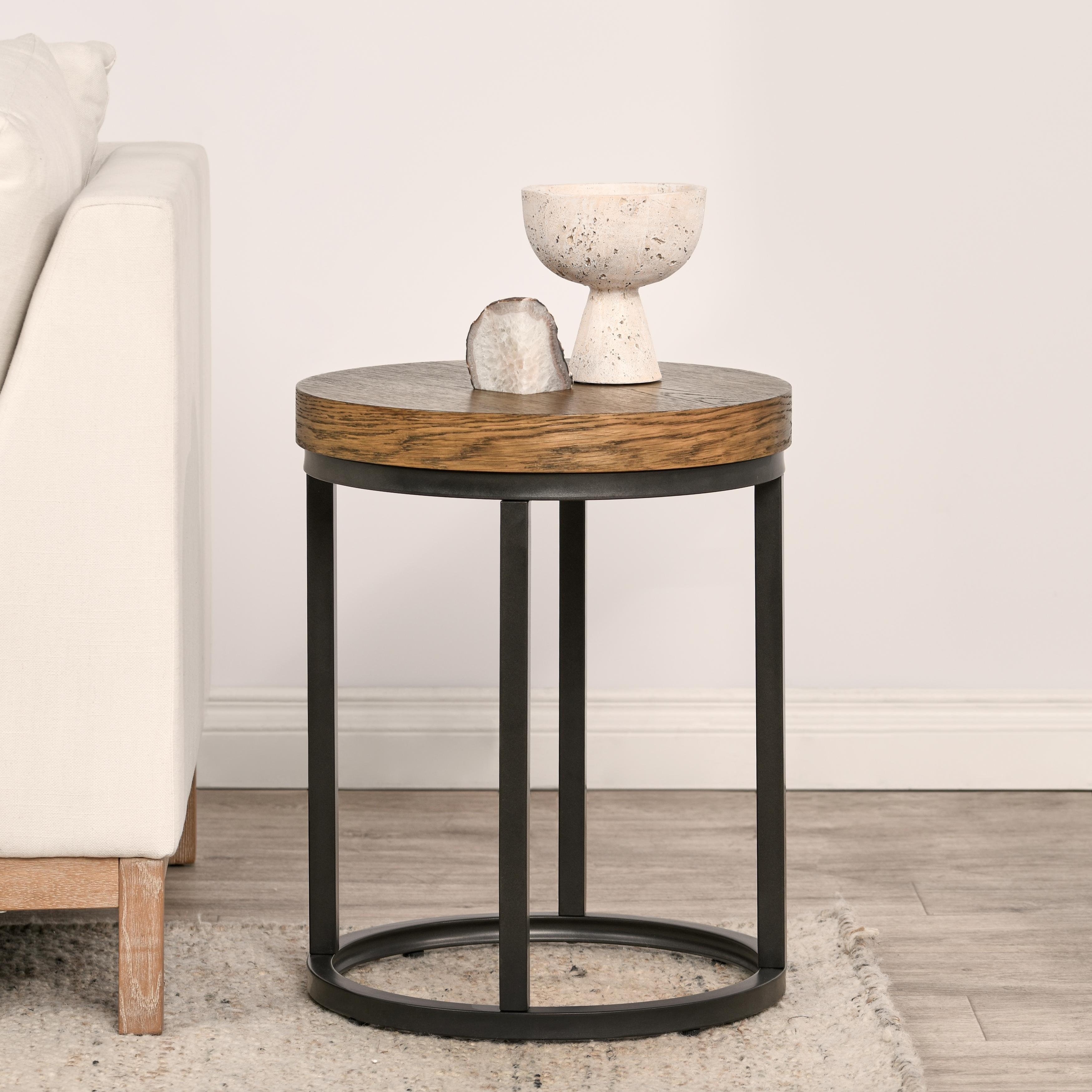 Catta Round Wood Coffee and End Tables by Kosas Home