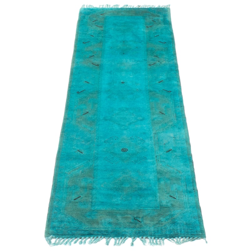 ECARPETGALLERY Hand-knotted Color Transition Teal Wool Rug - 2'9 x 8'9