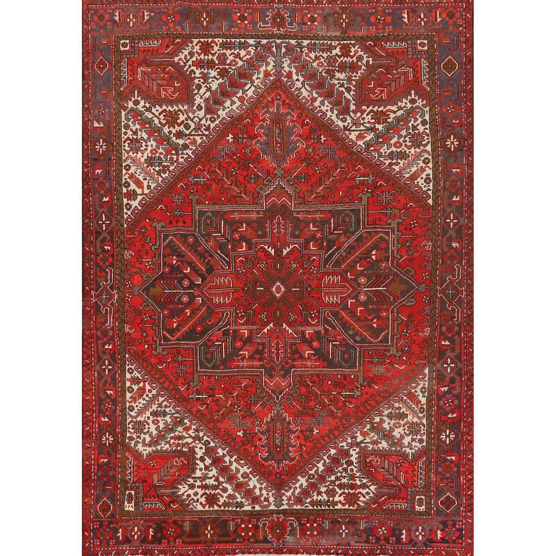 Hand Knotted Oriental 100% Wool Carpet Traditional Medallion Red Heriz Area Rug - 11' 3'' X 8' 5''