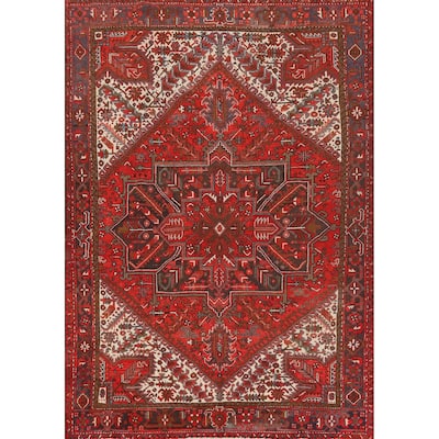 Hand Knotted Oriental 100% Wool Carpet Traditional Medallion Red Heriz Area Rug - 11' 3'' X 8' 5''