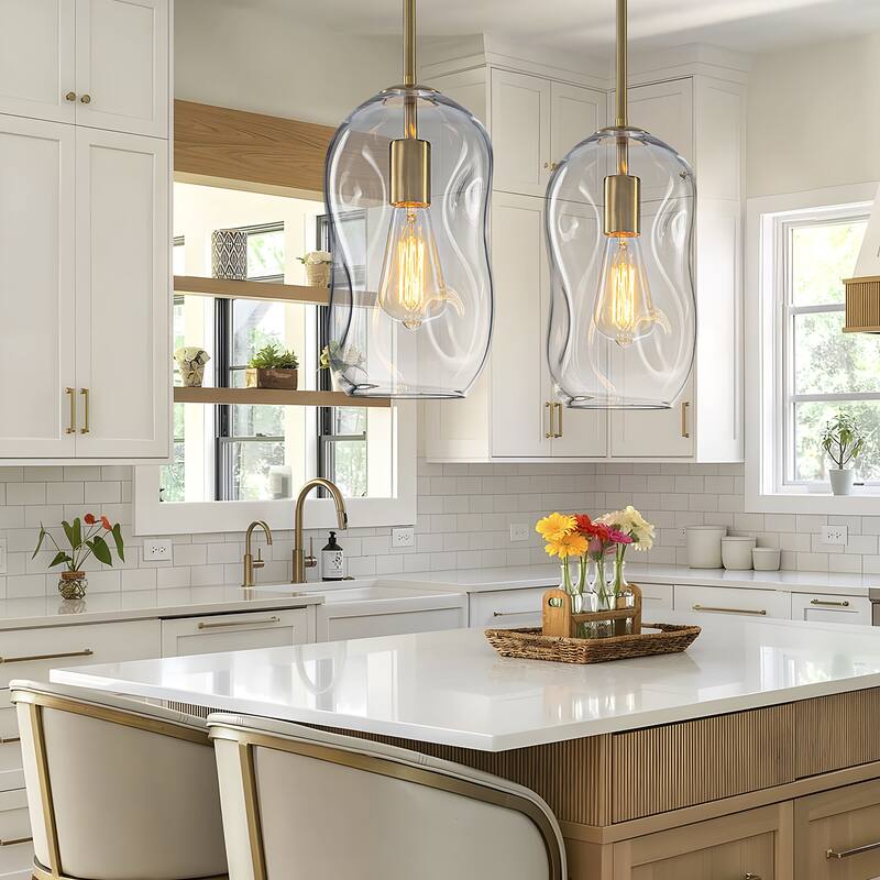 Starsky Modern Unique 1-light Abstract Clear Glass Pendant Light(Available in Single or Set of 2) - 2 Pack