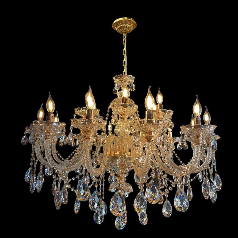 Crystal Chandelier 40" Wide 18-Lights - Gold