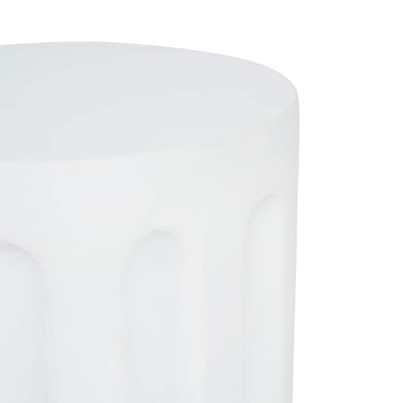 Christopher Knight Home - 15.75'' Modern Cylindrical Concrete Accent Side Table with Vertical Groove Design - White