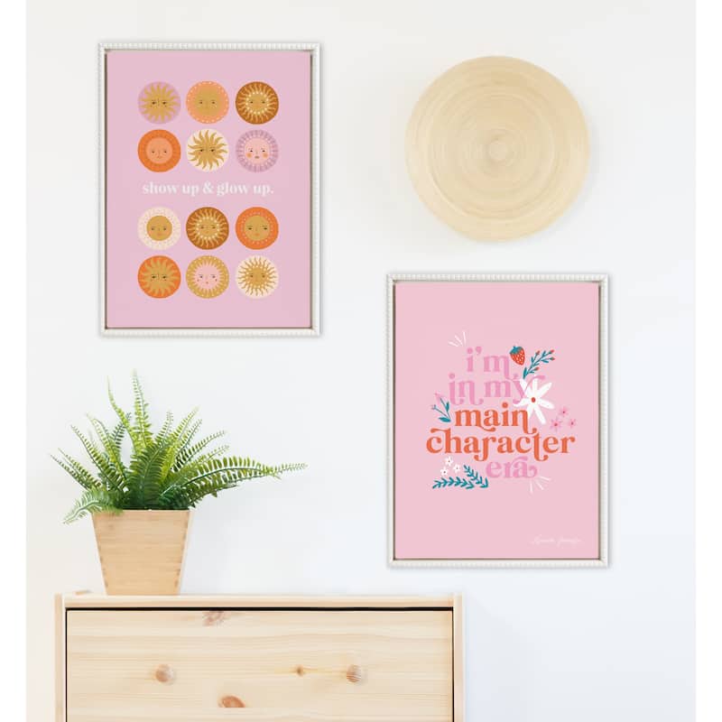 Kate and Laurel Sylvie Beaded Glow Up Framed Canvas by Duchess Plum