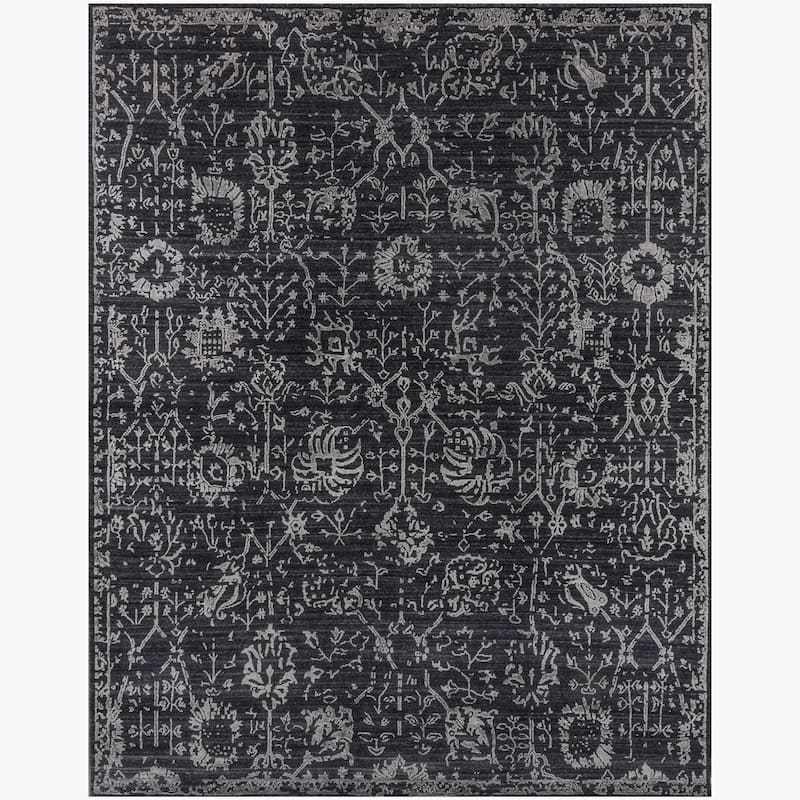 Ben Soleimani Abra New Zealand Wool and Viscose Hand-Knotted Rug - 12' x 15' - Indigo/ lead