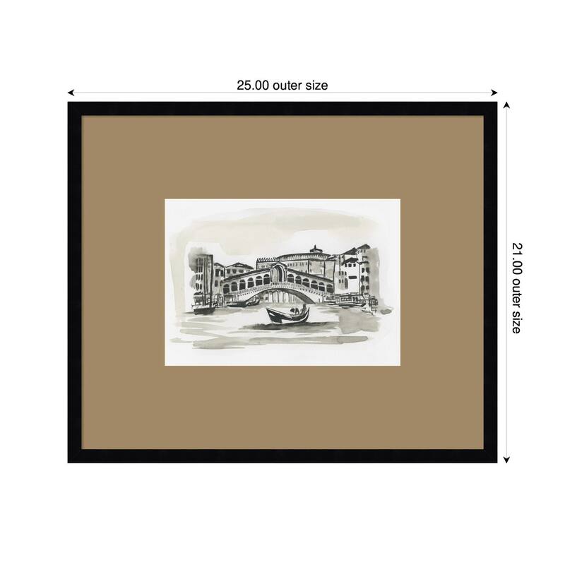Kate and Laurel Postcard Venice by Teju Reval Framed Wall Art Print Matted