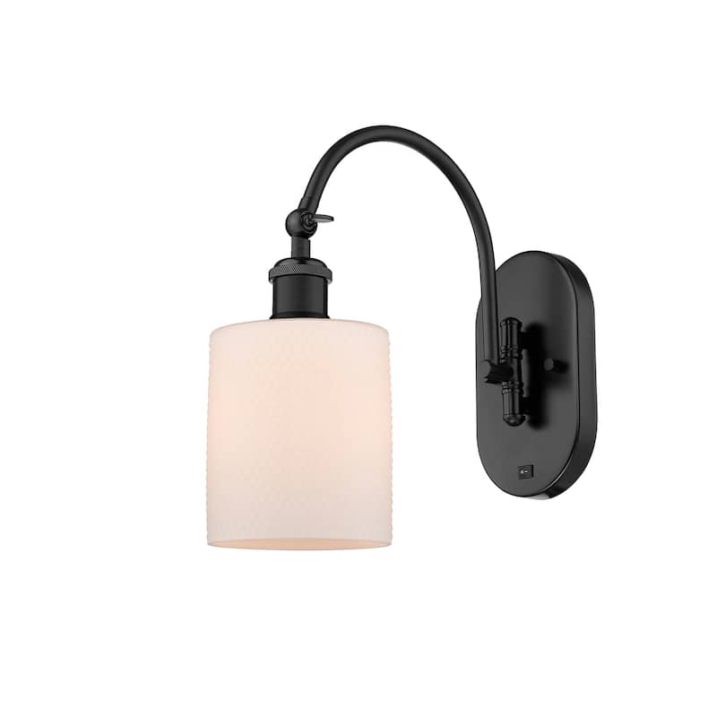 Innovations Lighting 518-1W-13-5 Cobbleskill Sconce Cobbleskill 13" - Matte Black / Matte White