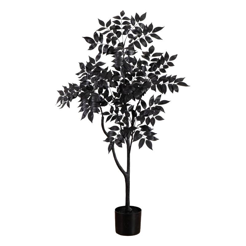 Artificial Halloween Sumac Tree with Pot - 4' - Black