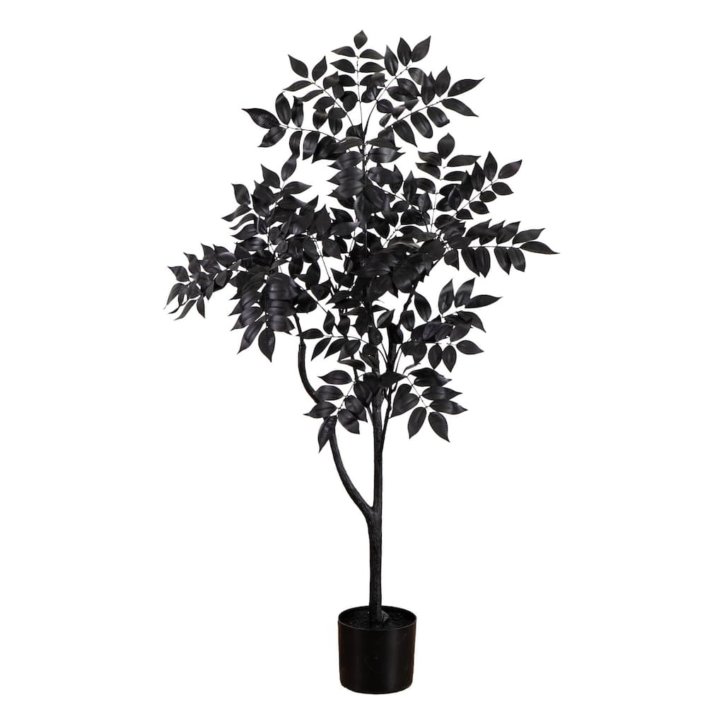 Artificial Halloween Sumac Tree with Pot - 4' - Black