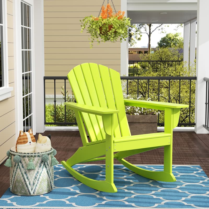 Laguna Hdpe All Weather Outdoor Patio Rocking Chair - Lime